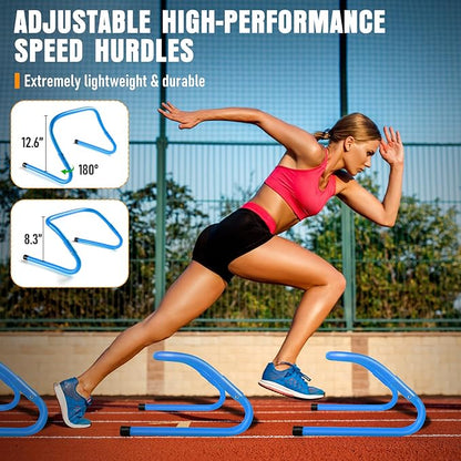 Agility Ladder, Speed Training Equipment Set, 20ft Agility Ladder, 12 Soccer Cones, 4 Hurdles, Jump Rope, Running Parachute, Basketball Football Soccer Training Equipment for Kids, Youth, Adults