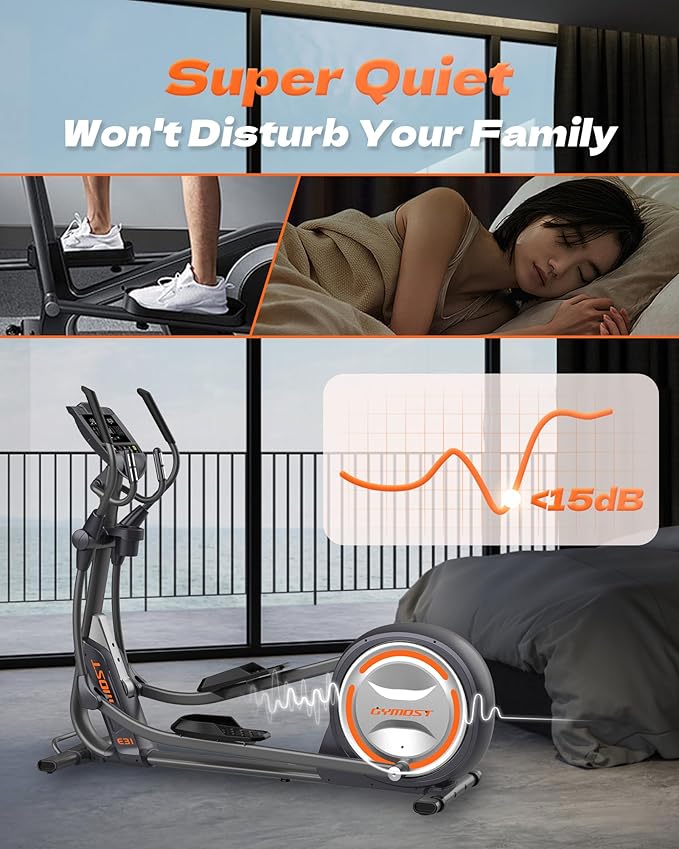 Elliptical Machine, Elliptical Exercise Machine for Home with Hyper-Quiet Magnetic Drive System, Elliptical Trainer with 32 Resistance Levels, Large LED Monitor