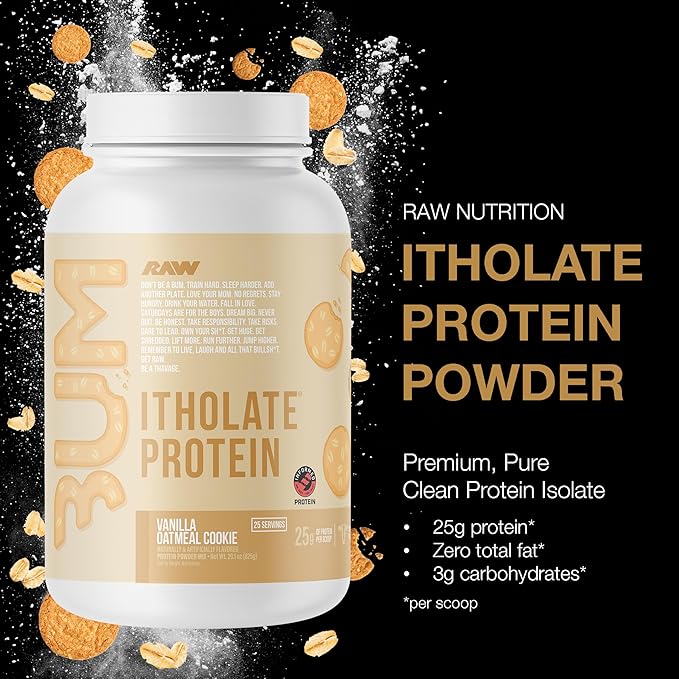 RAW Whey Isolate Protein Powder, Vanilla Oatmeal Cookie (CBUM Itholate Protein) - 100% Grass-Fed Sports Nutrition for Muscle Growth & Recovery - Low-Fat, Low Carb, Naturally Flavored - 25 Servings