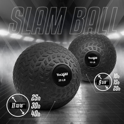 Yes4All Slam Balls, 10-40lb Medicine Ball Weight, Durable PVC Sand Filled Workout Dynamic Medicine