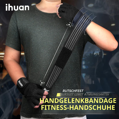 ihuan Ventilated Weight Lifting Gym Workout Gloves with Wrist Wrap Support for Men & Women, Full