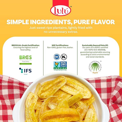 LULU Plantain Chips - Maduritos Sweet Plantain Chips, 30 Individual Bags (2.5 Oz Each) - Crunchy, Delicious, Gluten-Free Healthy Snacks - No Preservatives or Artificial Colors, Sustainably Sourced
