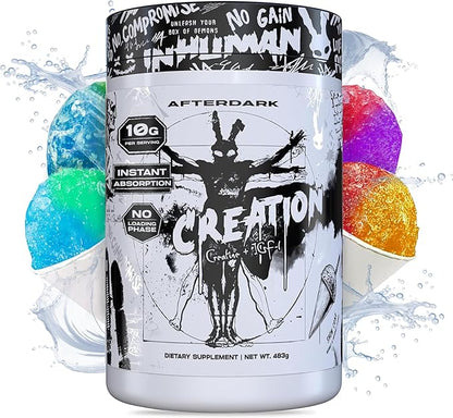 AfterDark Supplements Creation Creatine Monohydrate Powder, 10000mg Creatine Matrix Blend, Promotes Power, Endurance & Muscle Growth, GMP Certified, USA Made, 21 Servings, Snow Cone
