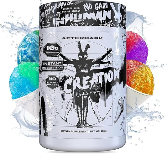 AfterDark Supplements Creation Creatine Monohydrate Powder, 10000mg Creatine Matrix Blend, Promotes Power, Endurance & Muscle Growth, GMP Certified, USA Made, 21 Servings, Snow Cone