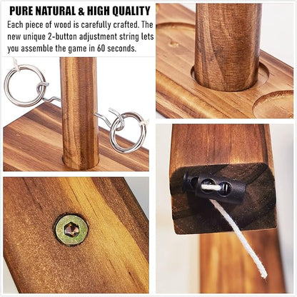 Hook and Ring Game with Shot Ladder, Ring Toss Game for Adults, Wooden Ring Hook Tossing Game Yard Games, Indoor Outdoor Games for Adults Party