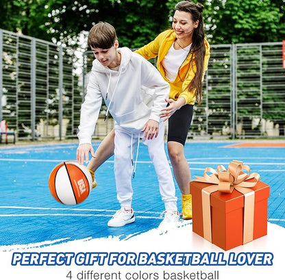 Libima 4 Pcs Rubber Basketball with Pump Official Size Indoor Outdoor Basketball Game Practice Training Women Men Streetbball Sport Gift Back to School
