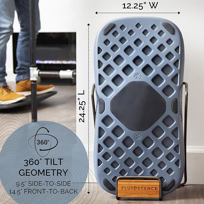 FluidStance Adult Balance Board for Standing Desk - Anti Fatigue USA Made 360 Degree Rocker Wobble Board as Exercise Equipment to Increase Focus & Movement - Sustainable Anti-Slip Plane Standing Board