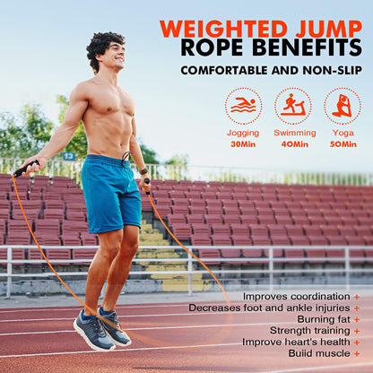 KUTIZE Jump Rope, Weighted Jump Rope for Men Women, Adjustable 1lb Heavy Skipping Ropes, Suitable
