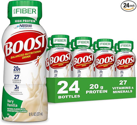 BOOST High Protein with Fiber Ready to Drink Complete Nutritional Drink, Very Vanilla, 8 fl oz