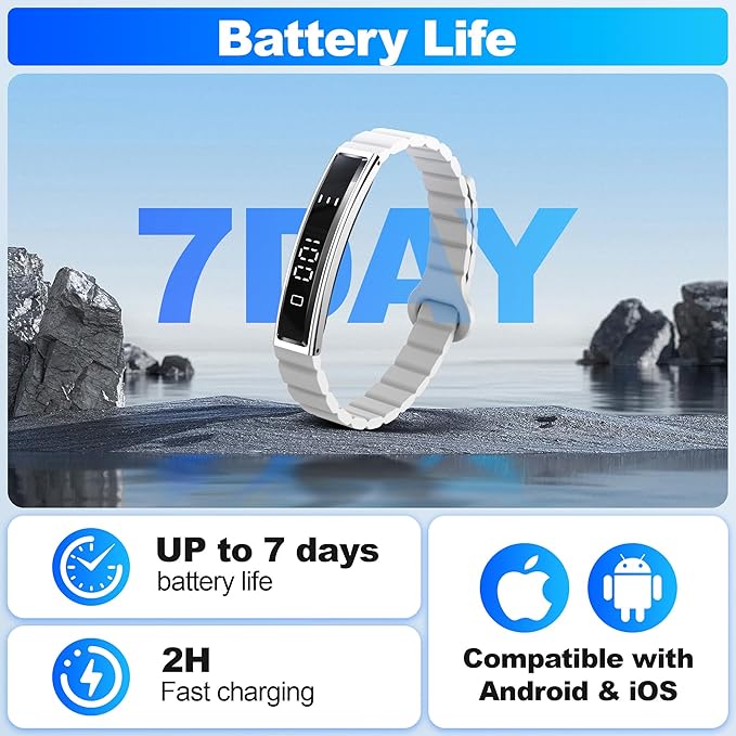 Sleep & Fitness Tracker with 2 Bands, Lightweight Smart Bracelet Wristband for Women Men, 24/7 Heart Rate, Blood Oxygen & Stress Monitor, Waterproof Health Trackers, No Subscription Fee (White)