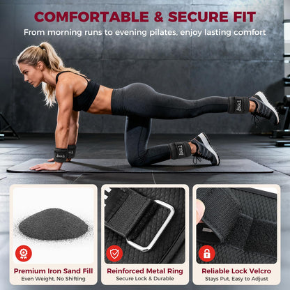 BAGAIL Ankle Wrist Weights for Women & Men, Set of 2 (1 lb Each, 2 lbs Total), Wearable Leg Arm