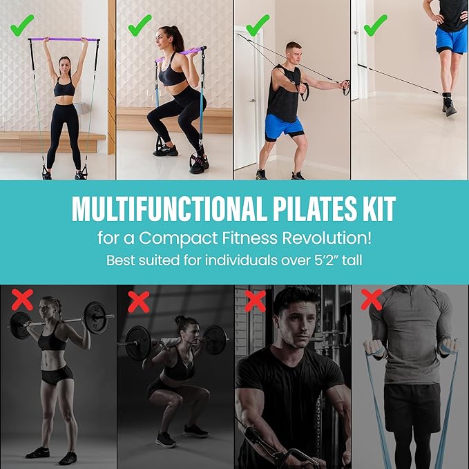 Upgraded Pilates Bar Kit ??39??Adjustable Exercise Equipment for Men, Women with 6X 20, 30, 40 lbs Resistance Bands with Adjustment Buckle ??Pilates Equipment for Home Workouts for All Fitness Levels