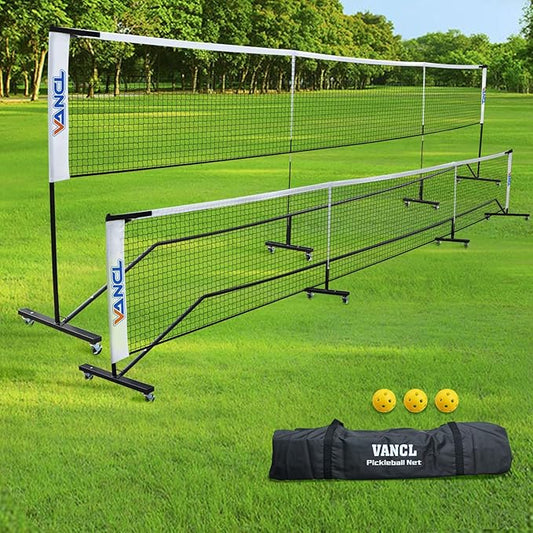 Pro Pickleball Net Portable with Wheels – 22ft Heavy Duty Pickleball Net System with Sturdy