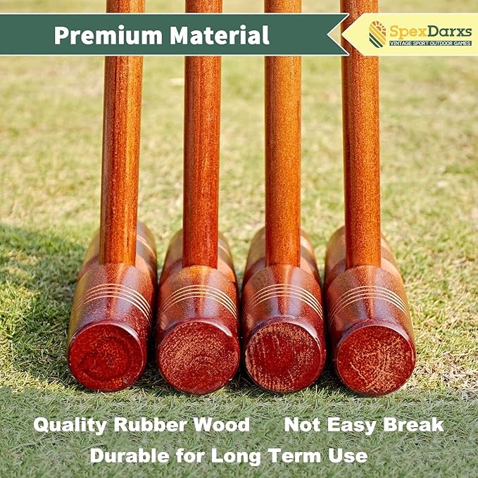 35’’ Deluxe Croquet Set, Six Player Croquette Game with Premium Wooden Mallets, Colored Balls, Wickets, Stakes, Carrying Bag, Outdoor Family Games for Lawn/Backyard/Park