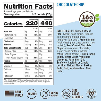Lenny & Larry's The Complete Cookie, Chocolate Chip, Soft Baked, 16g Plant Protein, Vegan, Non-GMO, 4 Ounce Cookie (Pack of 12)