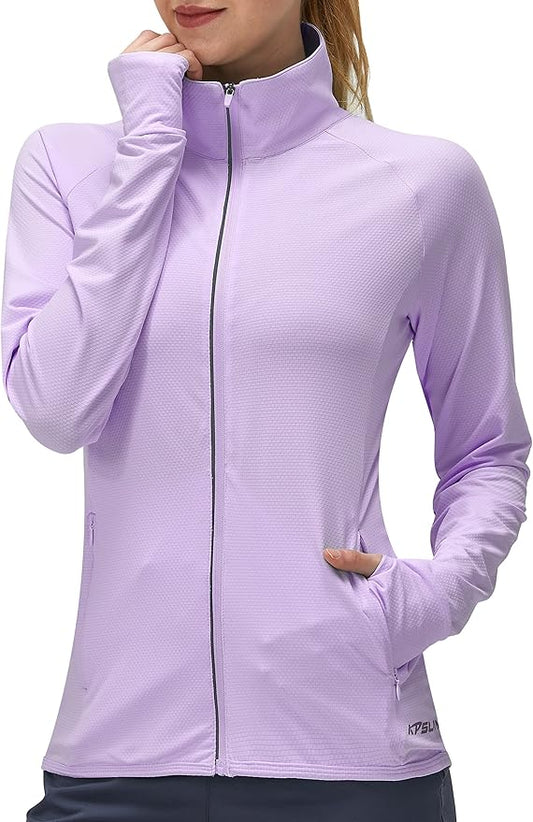 Women's UPF 50+ UV Sun Protection Clothing Long Sleeve Athletic Hiking Shirts Lightweight SPF Zip