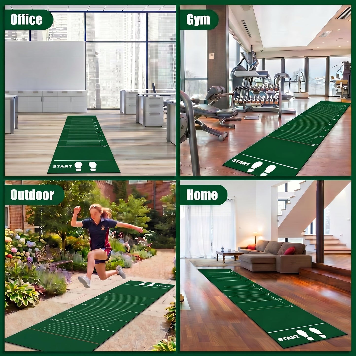 Woanger 12 x 2.5 Ft Long Jump Mat Sports Broad Jump Measurement Mat Hash Marks Carpeted Non Slip