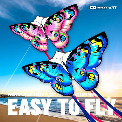 The Doinfly Butterfly-Shaped Kite is an Easy-to-Fly Kite Suitable for Both Children and Adults, and is Highly Suitable for Outdoor Activities. (Two-Piece Set of Butterfly Wings-（Blue+Pink）, 2)