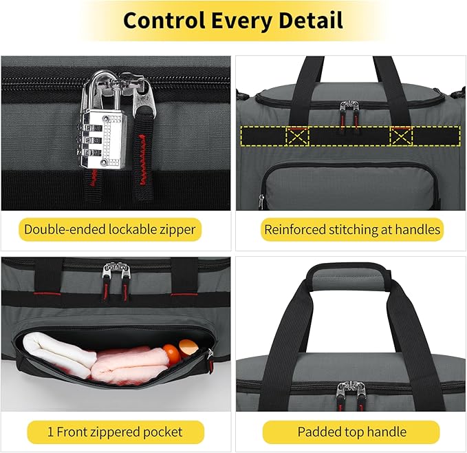 22 inch Gym Bag for Men - 55L Large Travel Duffle Bag Sports Equipment Bag with Multiple Zippered Pockets,Outdoor Workout Duffle Bag for Overnight Weekend - Dark Grey