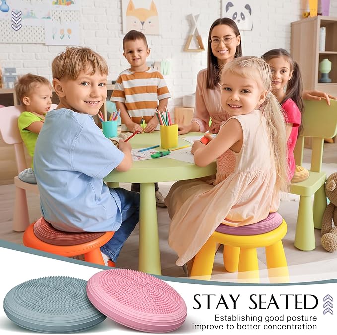 Libima 8 Pcs Wiggle Seat Inflated Wobble Cushion Sensory Seat Flexible Balance Board Balance Disc with Needle Pump for Men Women Physical Exercise Improving Posture Home Office