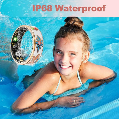 Advanced Smart Health Ring for Men & Women - IP68 Waterproof Health Tracker Ring with Heart Rate, Step Counting, Sleep Monitoring, No Subscription Fee for iPhone/Android, Enamel Rose Gold 8#