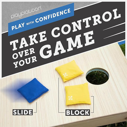 Professional Cornhole Bags - Set of 8 Regulation All Weather Double Sided - Sticky Side/Slick Side Bean Bags for Pro Corn Hole Game
