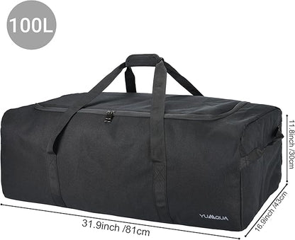 Large Duffle Bag 100L, Travel Duffel Bag for Men, Water & Tear Resistant Travel Bag, Extra Large Moving Bags Women Weekender Bag Overnight for Sports Travel Essentials, Camping Gear Storage (Black)