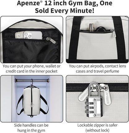 Small Gym Bag Carry On Bag - 12 in Mini Duffle Bag Lightweight for Overnight Travel(Beige)