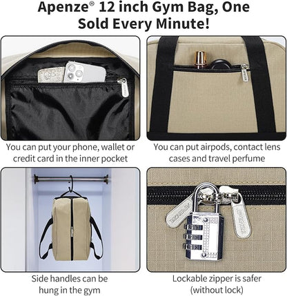 Small Gym Bag Carry On Bag - 12 in Mini Duffle Bag Lightweight for Overnight Travel(Camel)
