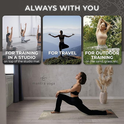 Mantra Yoga Travel PRO 1.5mm - Foldable Fitness & Exercise Mat with Bag | Lightweight, Compact & Eco-Friendly | Non-Slip & Washable | For All Types of Yoga | 72" L x 24" W | 2.6 lbs