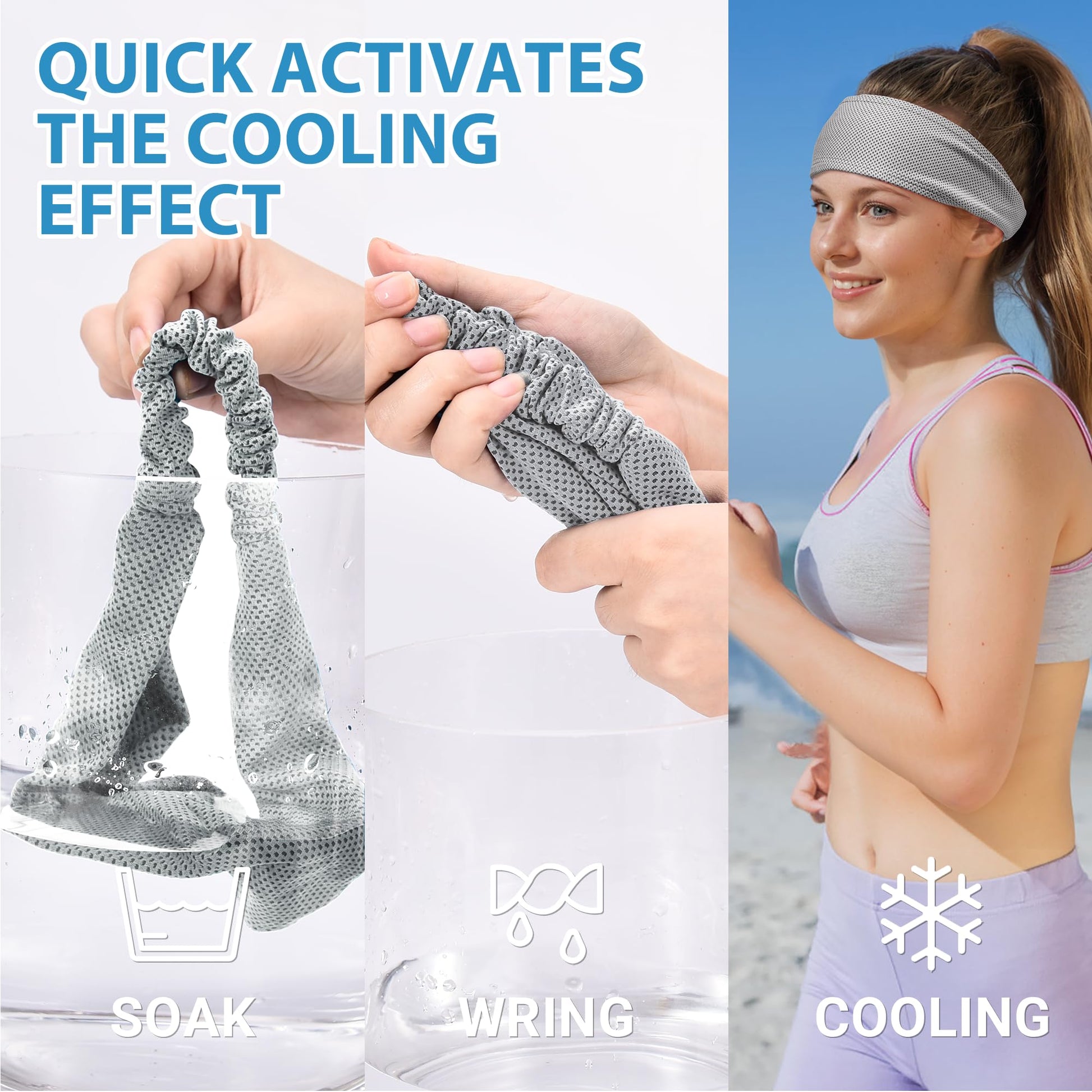 Sukeen Cooling Headbands for Women 4 Pack, Instant Cooling, Moisture Wicking Non-Slip Sweatbands
