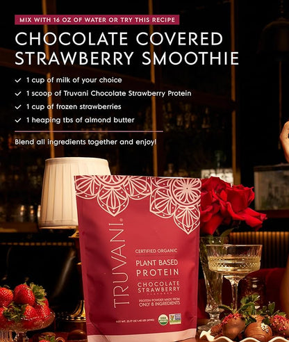 Truvani Vegan Pea Protein Powder | Chocolate Strawberry | 20g Organic Plant Based Protein | 20 Servings | Keto | Gluten & Dairy Free | Low Carb | No Added Sugar