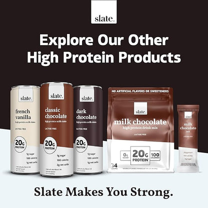 Slate Milk - High Protein Iced Coffee - Caramel Latte - 175mg Caffeine, Lactose Free Energy - 20g Protein, 1g Sugar, 100 Calories, 1g Net Carbs, No Sugar Added - Protein Coffee - 11 fl oz, 24 Cans