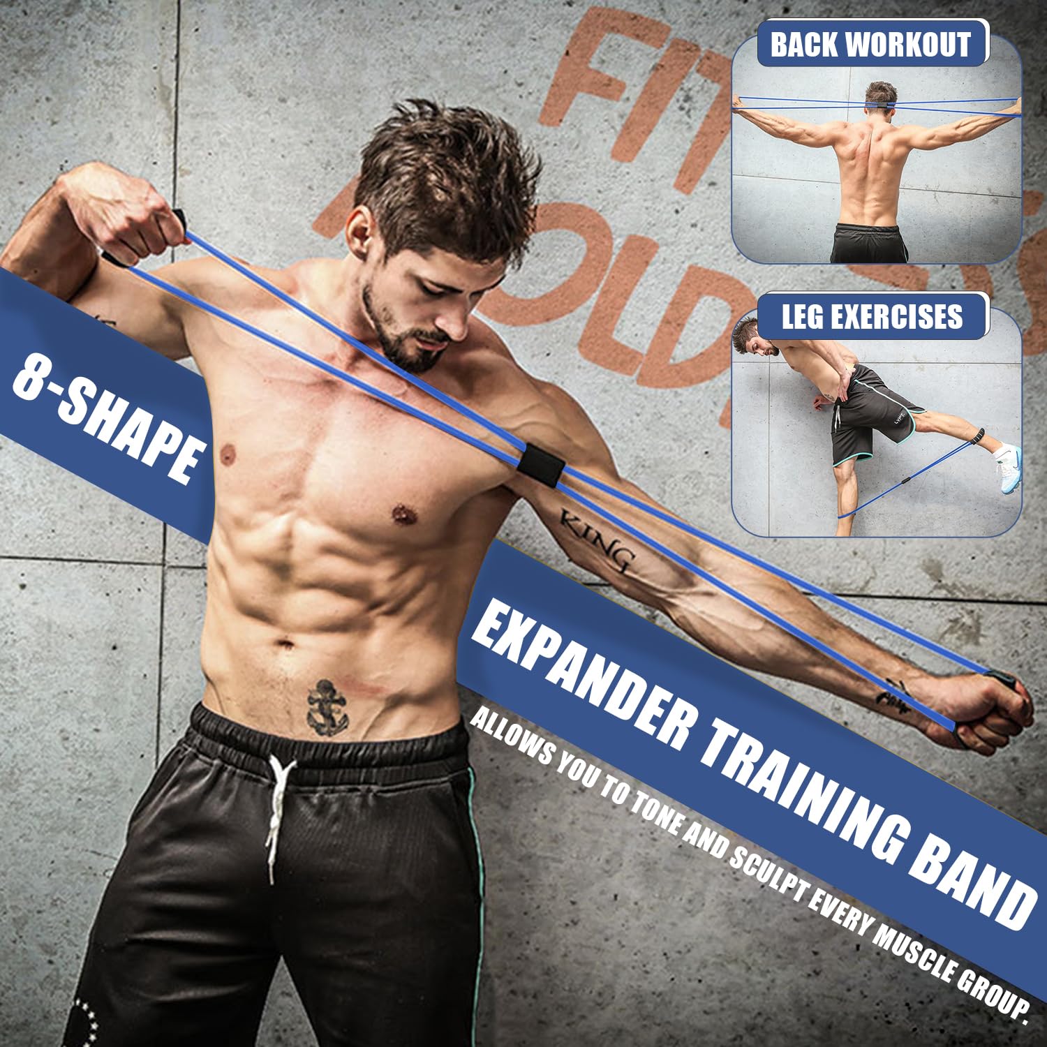 TAIMASI 23Pcs Stackable Resistance Bands Set with Handles Up to 150 Lbs