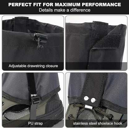 Waterproof Trail Gators for Hiking Boots Adjustable Ankle Leg Gaiters for Men Women Shoe Gaiters Snow Boot Covers Snowshoeing
