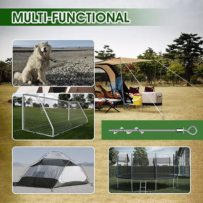 Trampoline Anchors Set of 8 - Heavy Duty Trampoline Stakes - Ground Anchors Resistant High Wind - Ground Stakes Heavy Duty with Straps(Silver-8x15)