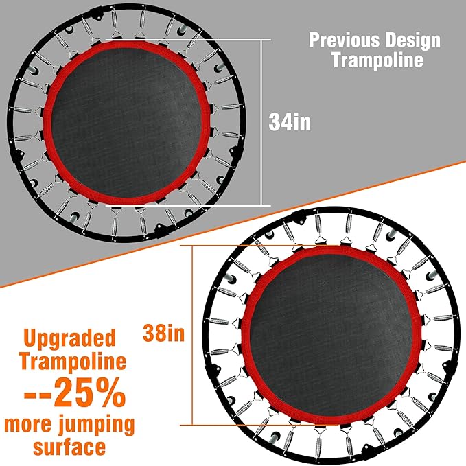 450 LBS Foldable Mini Trampoline for Adults & Kids 40" Rebounder Trampoline with Adjustable Foam Bar for Indoor Workout Fitness