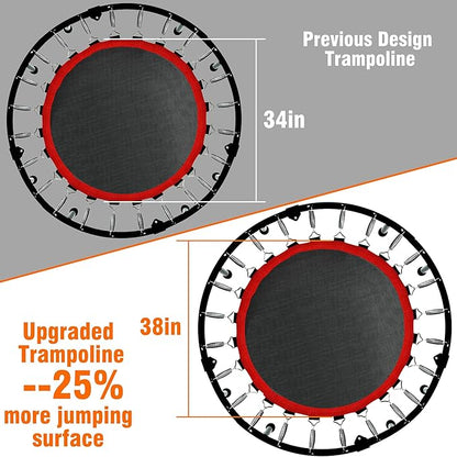 450 LBS Foldable Mini Trampoline for Adults & Kids 40" Rebounder Trampoline with Adjustable Foam Bar for Indoor Workout Fitness