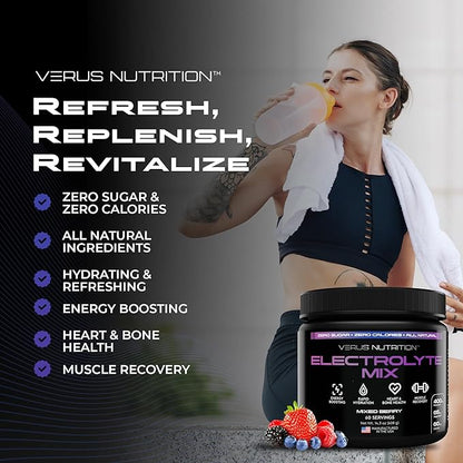 Electrolytes Powder No Sugar- Zero Calorie Hydration Powder | Sugar Free Electrolytes for Fasting, Keto & Vegan | Natural Ingredients Electrolyte Mix for Energy Boost, 60 Servings