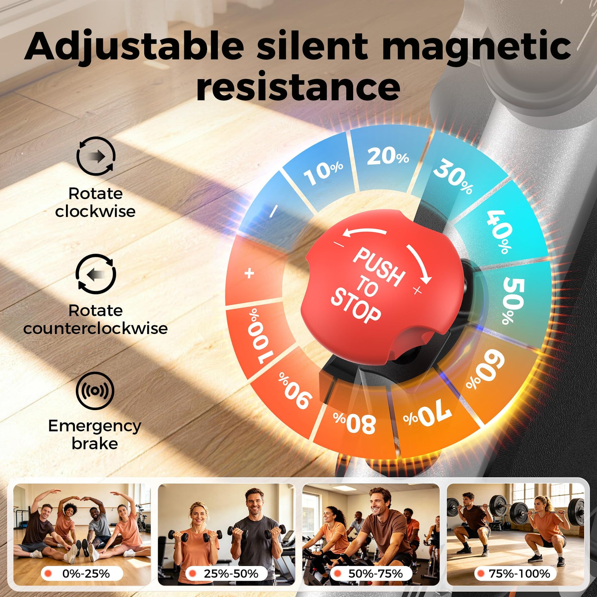 YOSUDA Exercise Bike, Brake Pad Stationary Bike for Home with Exclusive App, Magnetic Indoor