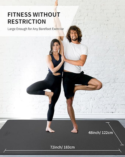 CAMBIVO Large Yoga Mat (6'x 4'), Extra Wide Workout Mat for Men and Women, Yoga Mat Thick 1/3 &1/4 Exercise Mats for Home Workout, Yoga, Pilates (Black,1/4 inch)