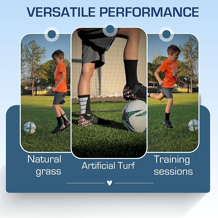 Soccer Cleats for Kids & Youth | Lightweight Football Shoes for Firm Ground | Durable Girls & Boys Soccer Cleats with Non-Slip Sole | Comfortable Soccer Boots | Unisex Size 11-6