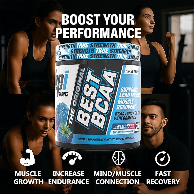 BPI Sports Best BCAA Powder - Muscle Recovery Support - Branched Chain Amino Acids | Building Blocks of Protein and Muscle - Post Workout Recovery ??Hydration - Blue Raspberry, 30 Servings