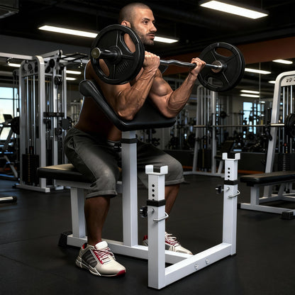 BBBuy Adjustable Arm Preacher Curl Bench Bicep Strengh Bench Seated Strenghthen Training Isolated