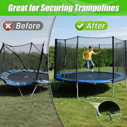 Anothera 4 Pack Heavy Duty Trampoline Stakes, 12 Inches Trampoline Anchors High Wind, Heavy Duty J Shaped Rebar Stakes for Trampoline, Tents, Inflatables, Fences, Outdoor Decoration