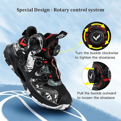 VITUOFLY Kids Basketball Shoes Boys Air Cushion Sneakers Girls Mid Top School Hoops Shoes Non-Slip Outdoor Sports Running Gym Comfortable Durable Little Kid/Big Kid