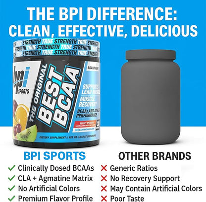 BPI Sports Best BCAA - BCAA Powder - Branched Chain Amino Acids - Muscle Recovery - Muscle Protein Synthesis - Lean Muscle - Improved Performance ??Hydration ??Fruit Punch - 60 Servings - 1.32 Pound