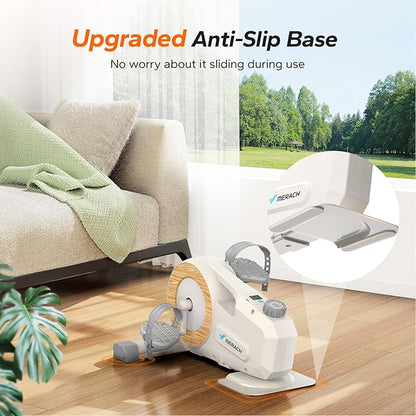 Under Desk Bike Pedal Exerciser, Quiet Magnetic Mini Exercise Bike with MERACH App for Arm, Leg Recovery, Physical Therapy, Smooth Foot Desk Cycle with 2 Resistance Bands & Non-Slip Mat