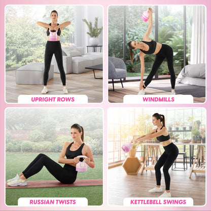Yes4All Adjustable Kettlebell for Women – Pink Home Gym Set, 5lb–12lb Adjustable Weight, Compact