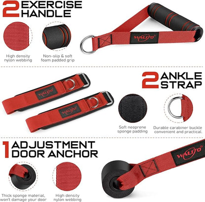 WALITO Resistance Bands Set - Exercise Bands with Handles, Door Anchor, Legs Ankle Straps, for Heavy Resistance Training, Physical Therapy, Muscle Training, Yoga, Home Workouts, Gym Equipment